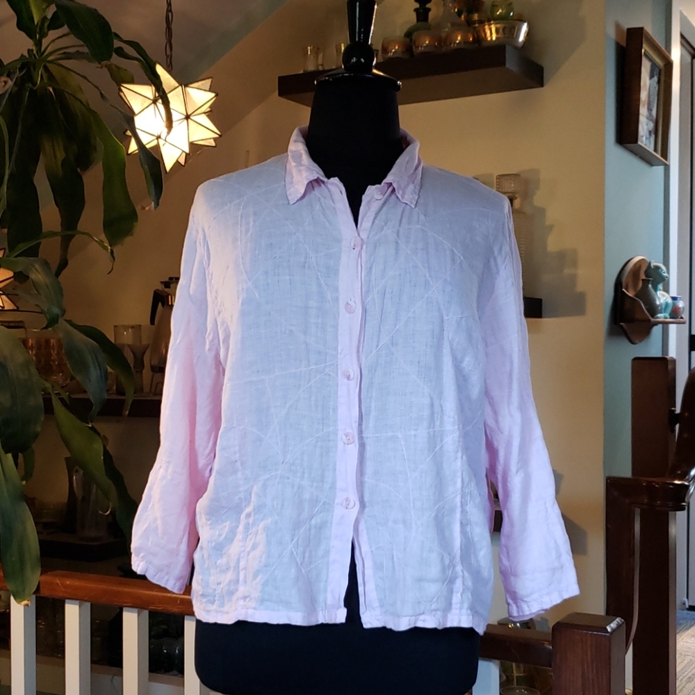 Vintage Heaven Womens Pink Lightweight Linen Blouse